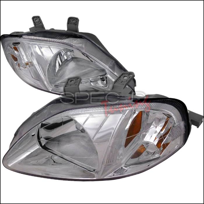 Spec-D - Honda Civic Spec-D Crystal Housing Headlights - Chrome - 2LH-CV99-RS