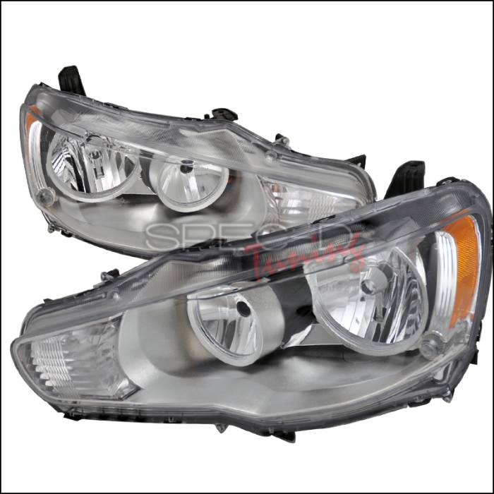Spec-D - Mitsubishi Lancer Spec-D Crystal Housing Headlights - Chrome - 2LH-EVO08-DP