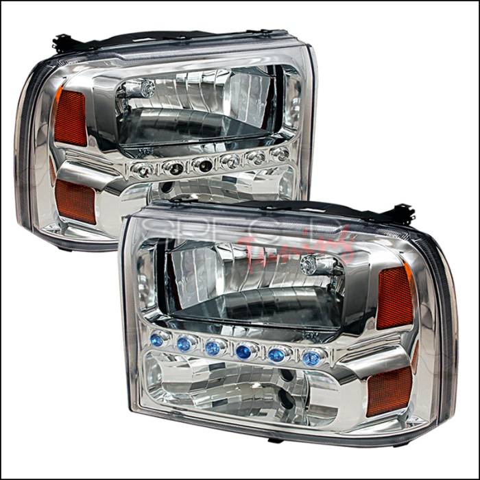 Spec-D - Ford F250 Spec-D Crystal Housing Headlights - Chrome - 2LH-F25099-KS