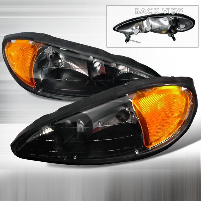 Spec-D - Pontiac Grand Am Spec-D Crystal Housing Headlights - Black - 2LH-GAM99JM-KS