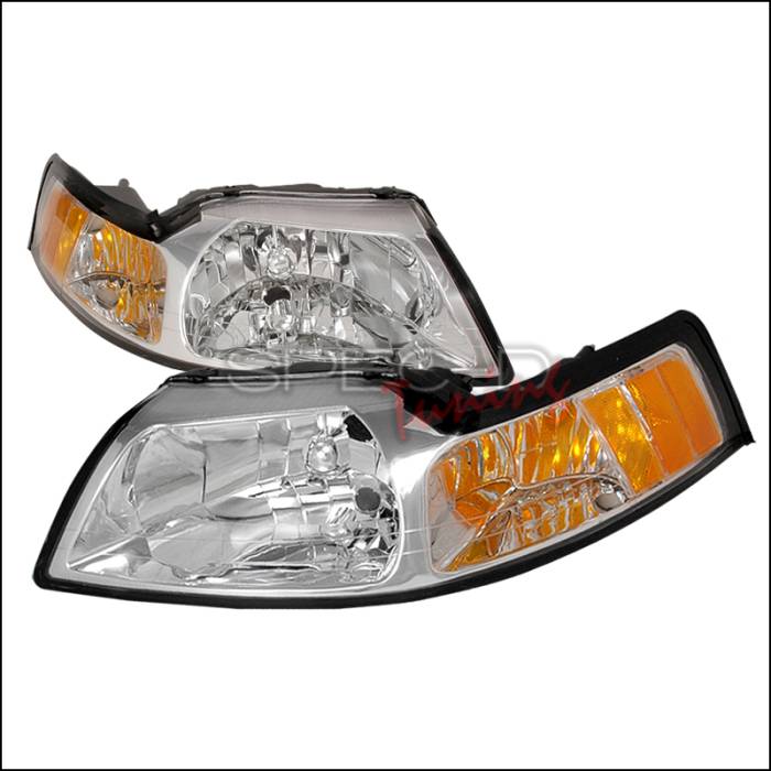 Spec-D - Ford Mustang Spec-D Crystal Housing Headlights - Chrome - 2LH-MST99-KS