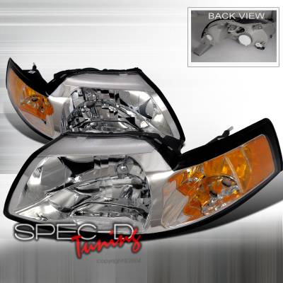Spec-D - Ford Mustang Spec-D Crystal Housing Headlights - Chrome - 2LH-MST99-RS