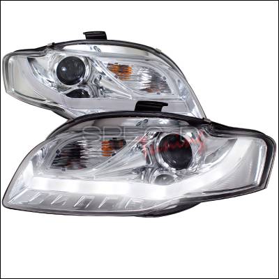 Spec-D - Audi A4 Spec-D R8 Style Projector Headlights with LED Signal - Chrome - 2LHP-A406-8V2-TM