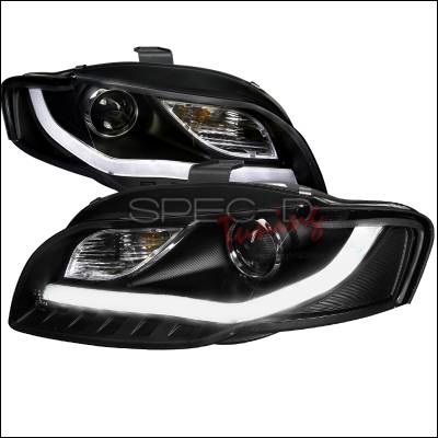 Spec-D - Audi A4 Spec-D R8 Style Projector Headlights with LED Signal - Black - 2LHP-A406JM-8V2-TM
