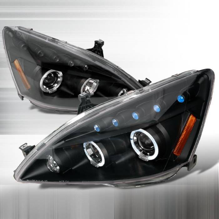 Spec-D - Honda Accord Spec-D Halo LED Projector Headlights - Black - 2LHP-ACD03JM-TM