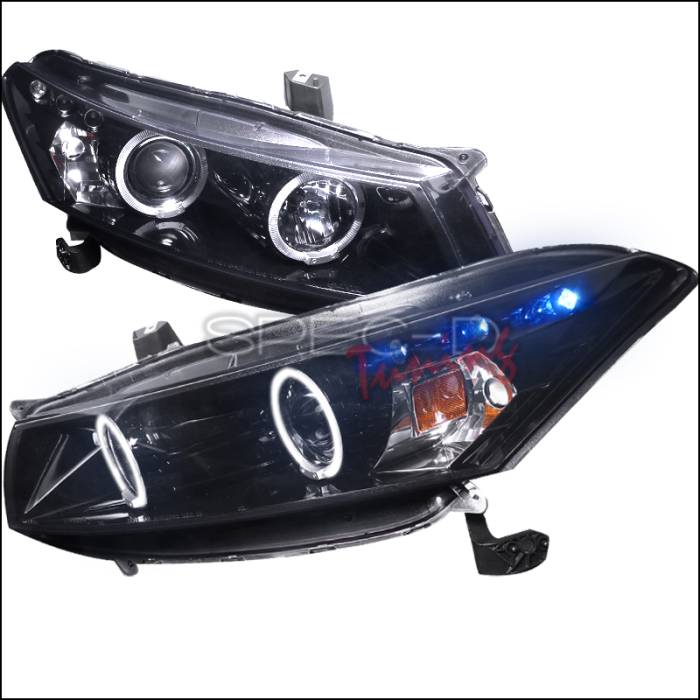 Spec-D - Honda Accord Spec-D Black Housing Projector Headlights - Smoked Lens Gloss - 2LHP-ACD082G-TM