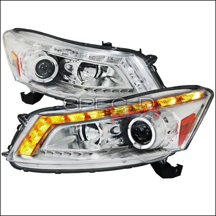 Spec-D - Honda Accord 4DR Spec-D Projector Headlights - Chrome Housing - 2LHP-ACD084-TM