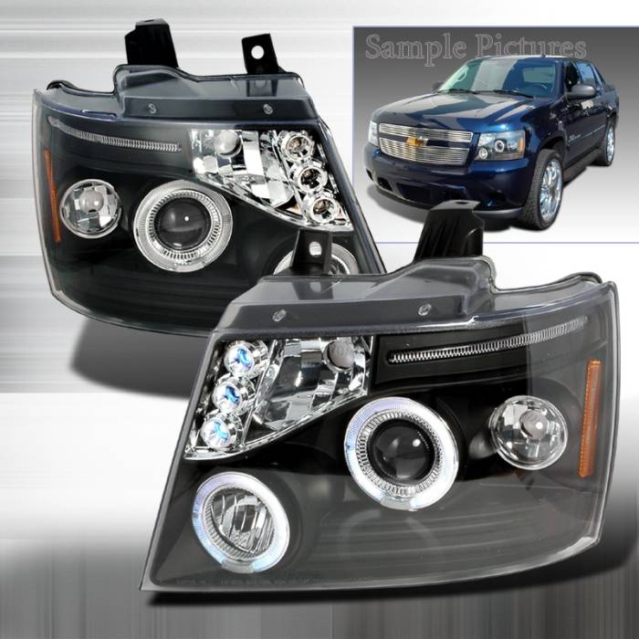 Spec-D - Chevrolet Avalanche Spec-D Halo LED Projector Headlights - Black - 2LHP-AVA07JM-TM
