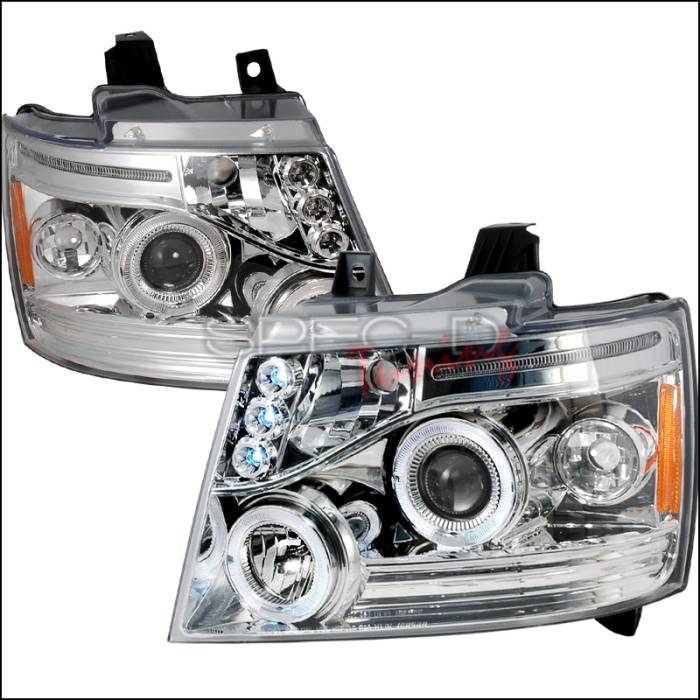 Spec-D - Chevrolet Avalanche Spec-D Halo LED Projector Headlights - Chrome - 2LHP-AVA07-TM