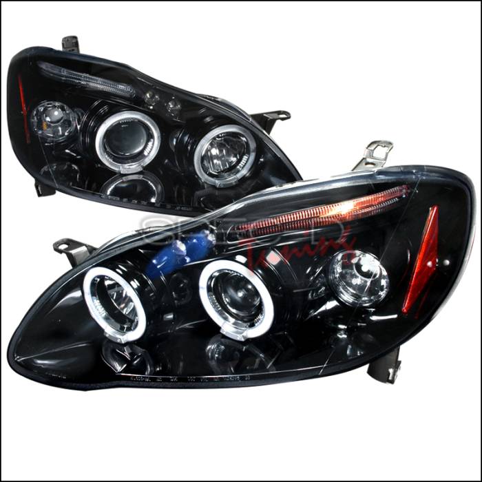 Spec-D - Toyota Corolla Spec-D Halo Projector Headlight Gloss - Black Housing - Smoke Lens - 2LHP-COR03G-TM