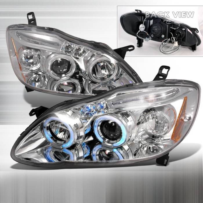 Spec-D - Toyota Corolla Spec-D Halo LED Projector Headlights - Chrome - 2LHP-COR03-TM