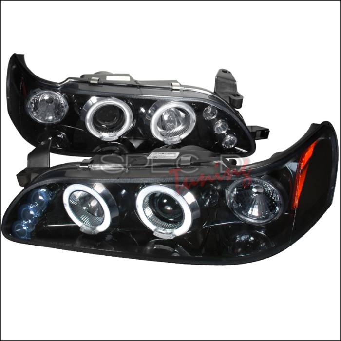 Spec-D - Toyota Corolla Spec-D Halo Projector Headlight Gloss - Black Housing - Smoke Lens - 2LHP-COR93G-TM
