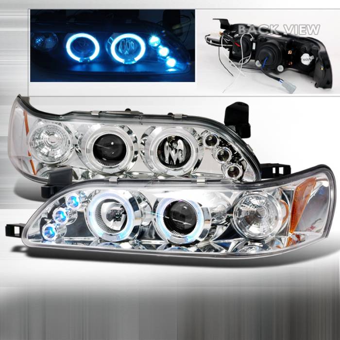 Spec-D - Toyota Corolla Spec-D Halo LED Projector Headlights - Chrome - 2LHP-COR93-TM