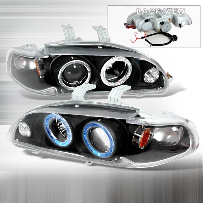Spec-D - Honda Civic Spec-D Halo Projector Headlights - Black - 2LHP-CV923JM-KS