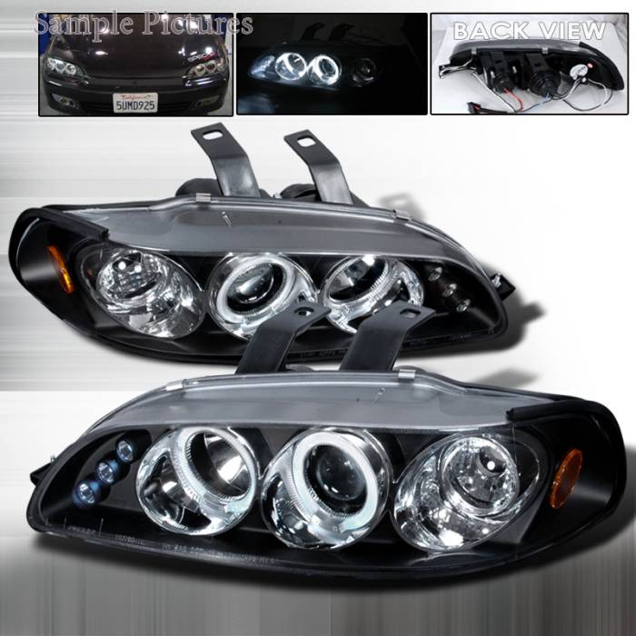 Spec-D - Honda Civic Spec-D Halo LED Projector Headlights - Black - 2LHP-CV923JM-TM