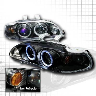 Spec-D - Honda Civic Spec-D Halo Projector Headlights - Black - 2LHP-CV92JM-KS