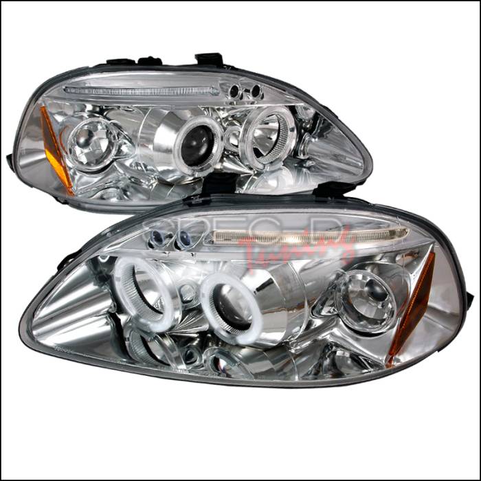 Spec-D - Honda Civic Spec-D Halo LED Projector Headlights - Chrome - 2LHP-CV96-TM