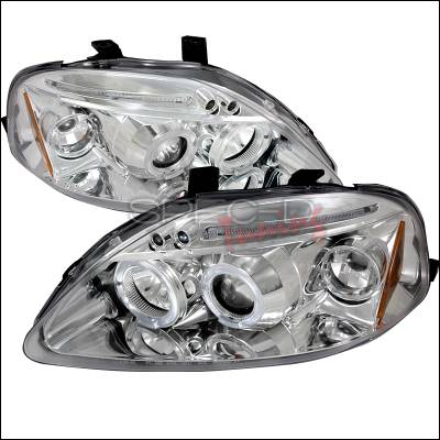 Spec-D - Honda Civic Spec-D Halo LED Projector Headlights - Chrome - 2LHP-CV99-TM