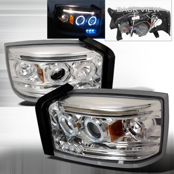 Spec-D - Dodge Dakota Spec-D Halo LED Projector Headlights - Chrome - 2LHP-DAK05-TM