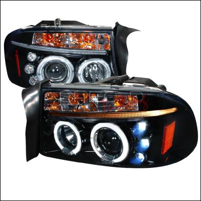 Spec-D - Dodge Dakota Spec-D Halo Projector Headlight Gloss - Black Housing - Smoke Lens - 2LHP-DAK97G-TM