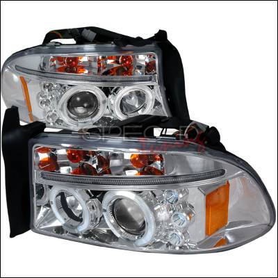 Spec-D - Dodge Dakota Spec-D Halo LED Projector Headlights - Chrome - 2LHP-DAK97-TM