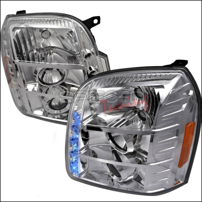 Spec-D - GMC Yukon Spec-D Halo LED Projector Headlights - Chrome - 2LHP-DEN07-TM