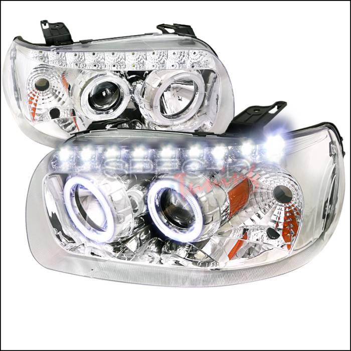Spec-D - Ford Escape Spec-D Projector Headlights - Chrome with Amber Reflector - 2LHP-ECAP05-RS