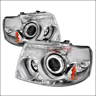 Spec-D - Ford Expedition Spec-D Halo Projector Headlights - Chrome - 2LHP-EPED03-KS