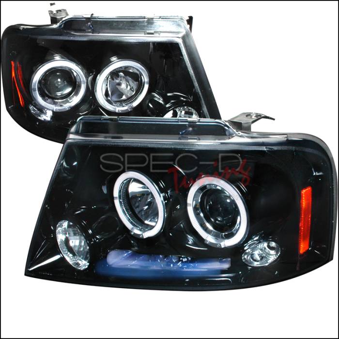 Spec-D - Ford F150 Spec-D Halo Projector Headlight Gloss - Black Housing - Smoke Lens - 2LHP-F15004G-TM