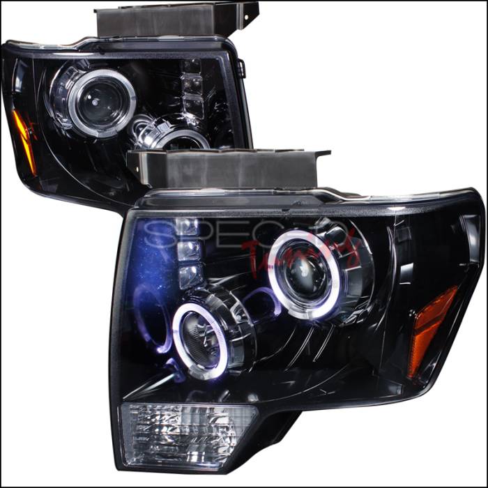 Spec-D - Ford F150 Spec-D Halo Projector Headlight Gloss - Black Housing - Smoke Lens - 2LHP-F15009G-TM