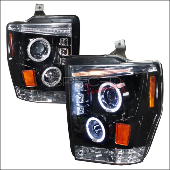 Spec-D - Ford F250 Spec-D Halo Projector Headlight Gloss - Black Housing - Smoke Lens - 2LHP-F25008G-TM