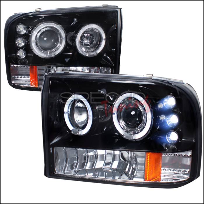 Spec-D - Ford F250 Spec-D Halo Projector Headlight Gloss - Black Housing - Smoke Lens - 2LHP-F25099G-TM