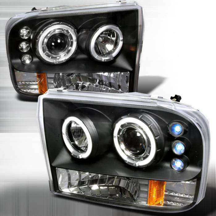 Spec-D - Ford F250 Spec-D Halo LED Projector Headlights - Black - 2LHP-F25099JM-TM