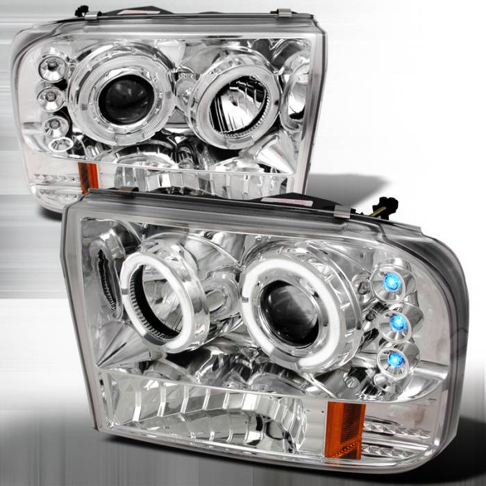 Spec-D - Ford F250 Spec-D Halo LED Projector Headlights - Chrome - 2LHP-F25099-TM