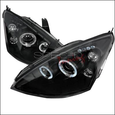Spec-D - Ford Focus Spec-D Halo LED Projector Headlights - Black - 2LHP-FOC00JM-TM