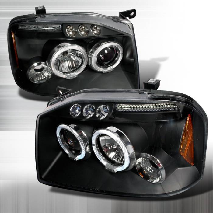 Spec-D - Nissan Frontier Spec-D Halo LED Projector Headlights - Black - 2LHP-FRO01JM-TM