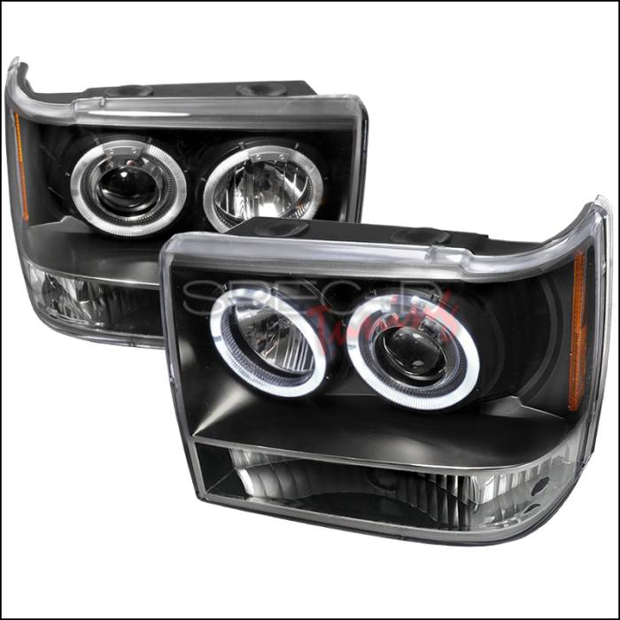Spec-D - Jeep Grand Cherokee Spec-D Halo LED Projector Headlights - Black - 2LHP-GKEE93JM-TM