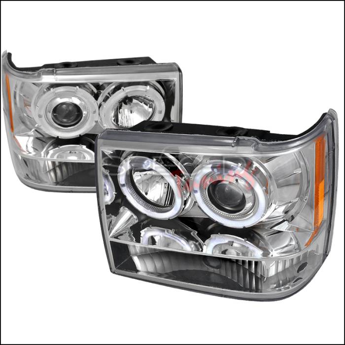 Spec-D - Jeep Grand Cherokee Spec-D Halo LED Projector Headlights - Chrome - 2LHP-GKEE93-TM