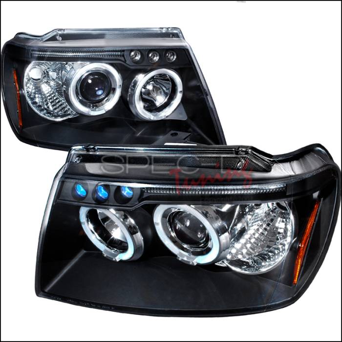 Spec-D - Jeep Grand Cherokee Spec-D Halo LED Projector Headlights - Black - 2LHP-GKEE99JM-TM