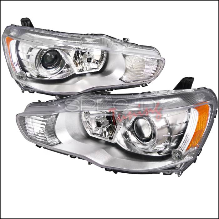 Spec-D - Mitsubishi Lancer Spec-D Projector Headlights - Chrome Housing - 2LHP-LAN08-DP