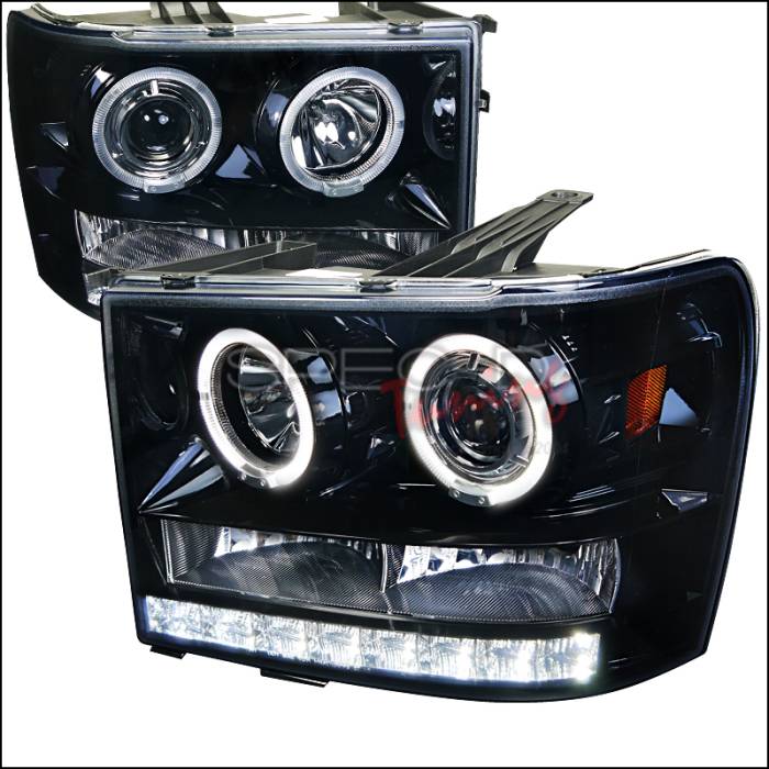 Spec-D - GMC Sierra Spec-D Projector Headlight Gloss - Black Housing with Smoked Lens - 2LHP-SIE07G-TM