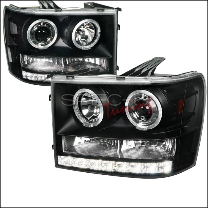 Spec-D - GMC Sierra Spec-D Projector Headlights - Black Housing - 2LHP-SIE07JM-TM