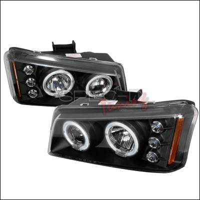 Spec-D - Chevrolet Silverado Spec-D Halo LED Projector Headlights - Black - 2LHP-SIV03JM-TM