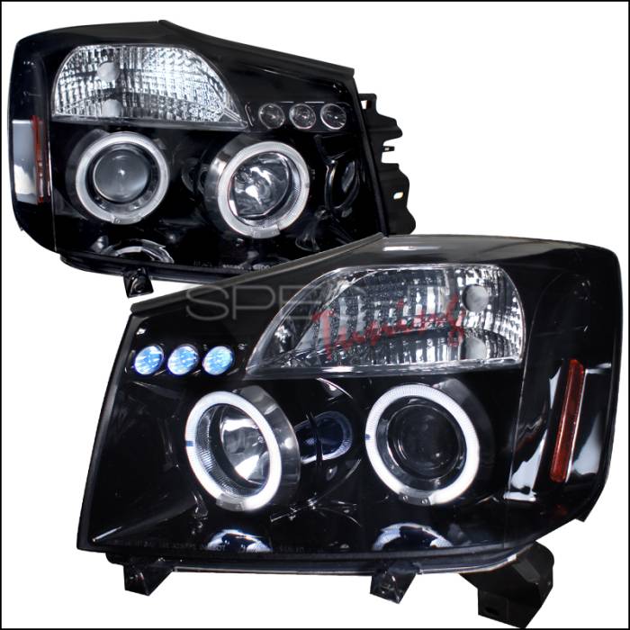 Spec-D - Nissan Titan Spec-D Halo Projector Headlight Gloss - Black Housing - Smoke Lens - 2LHP-TIT04G-TM