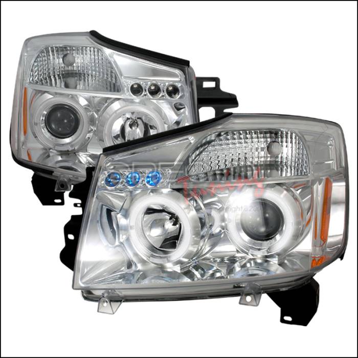 Spec-D - Nissan Titan Spec-D Halo LED Projector Headlights - Chrome - 2LHP-TIT04-TM