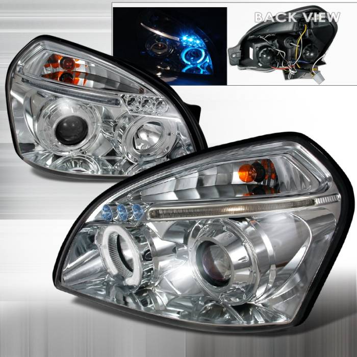 Spec-D - Hyundai Tucson Spec-D Halo LED Projector Headlights - Chrome - 2LHP-TUC04B-TM