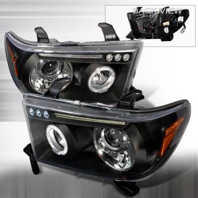 Spec-D - Toyota Tundra Spec-D Halo LED Projector Headlights - Black - 2LHP-TUN07JM-TM