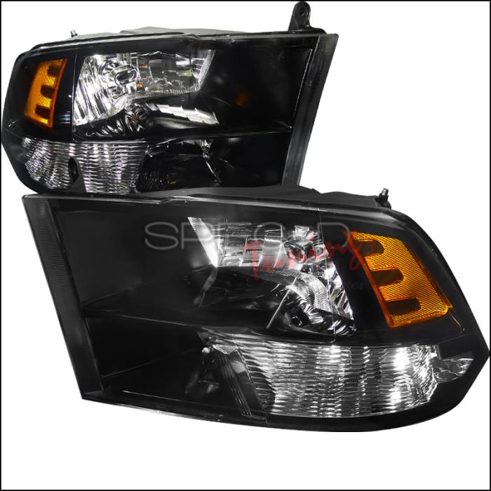 Spec-D - Dodge Ram Spec-D Black Housing Euro Headlight - 2LH-RAM09JM-DP