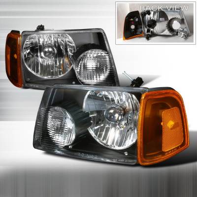 Spec-D - Ford Ranger Spec-D Crystal Housing Headlights - Black - 2LH-RAN01JM-KS