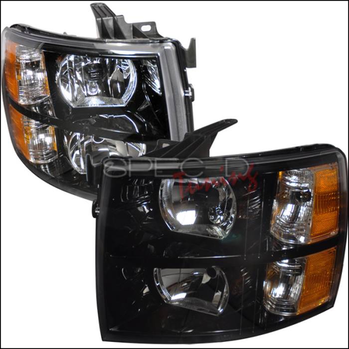 Spec-D - Chevrolet Silverado Spec-D Crystal Housing Headlights - Black - 2LH-SIV07JM-DP